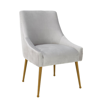 Beatrix Pleated Performance Velvet Dining Chair - Light Grey