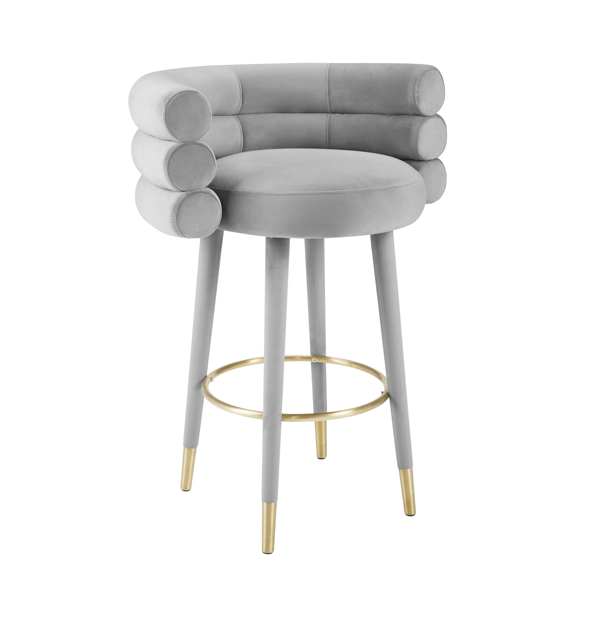 Betty Performance Velvet Stool - Grey / Bar Height