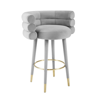 Betty Performance Velvet Stool - Grey / Bar Height