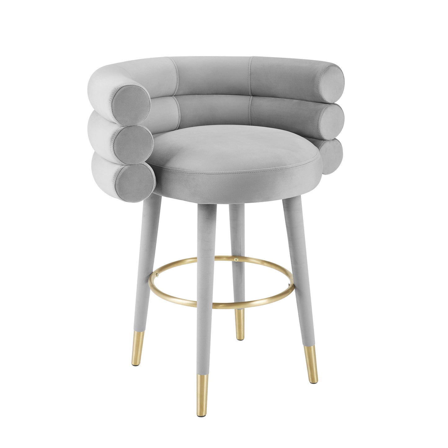 Betty Performance Velvet Stool - Grey / Counter Height