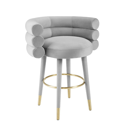 Betty Performance Velvet Stool - Grey / Counter Height