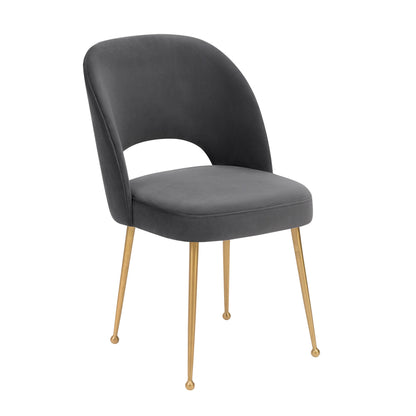 Swell Performance Velvet Dining Chair - Dark Grey