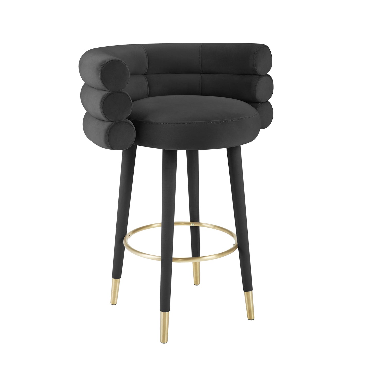 Betty Performance Velvet Stool - Black / Bar Height