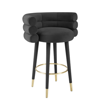 Betty Performance Velvet Stool - Black / Bar Height
