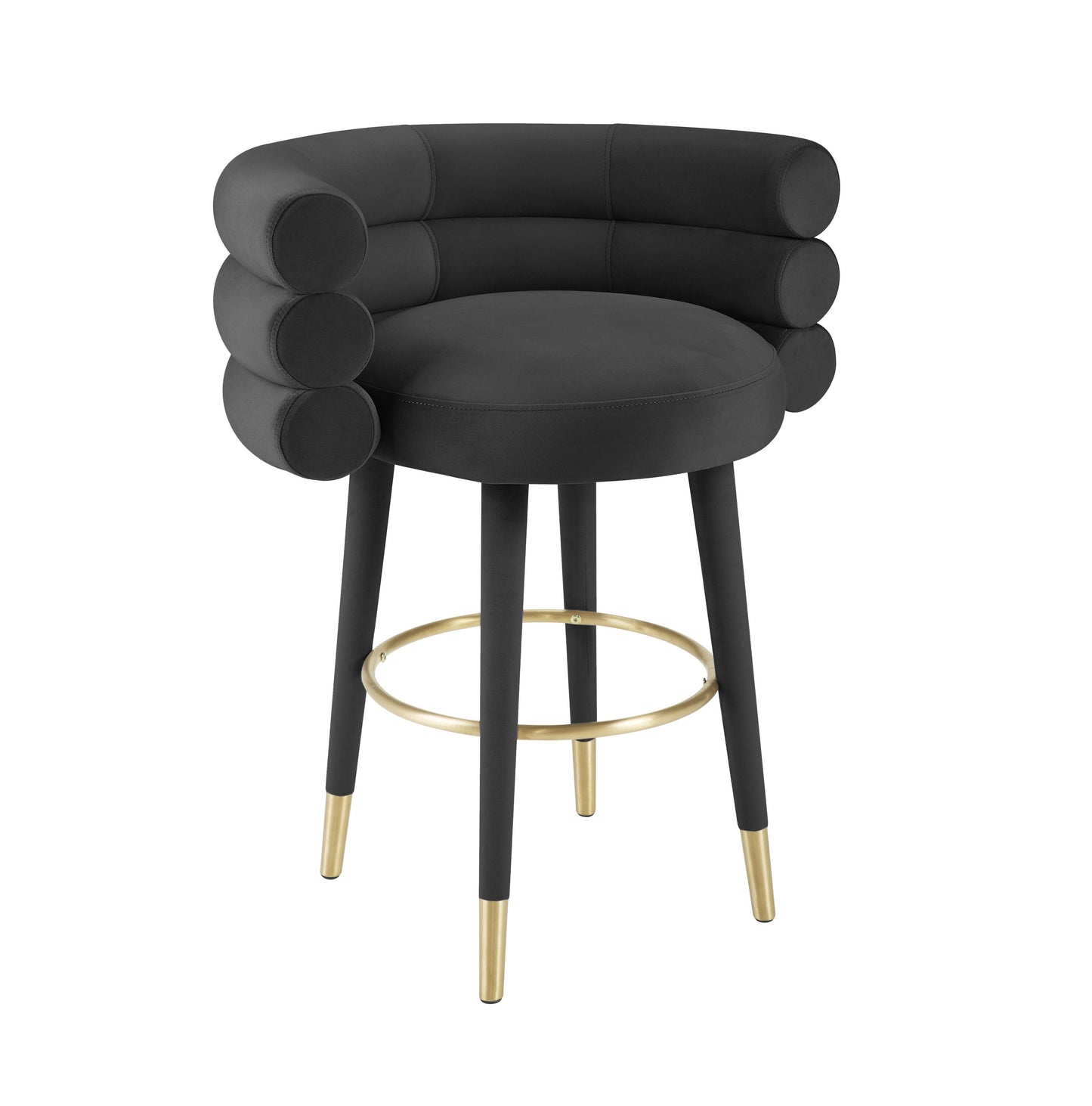 Betty Performance Velvet Stool - Black / Counter Height