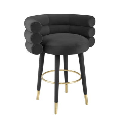 Betty Performance Velvet Stool - Black / Counter Height