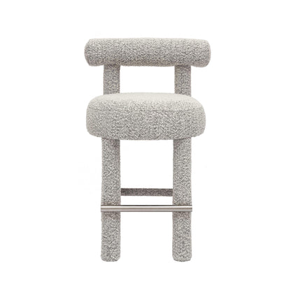 Carmel Black &amp; White Performance Boucle Counter Stool