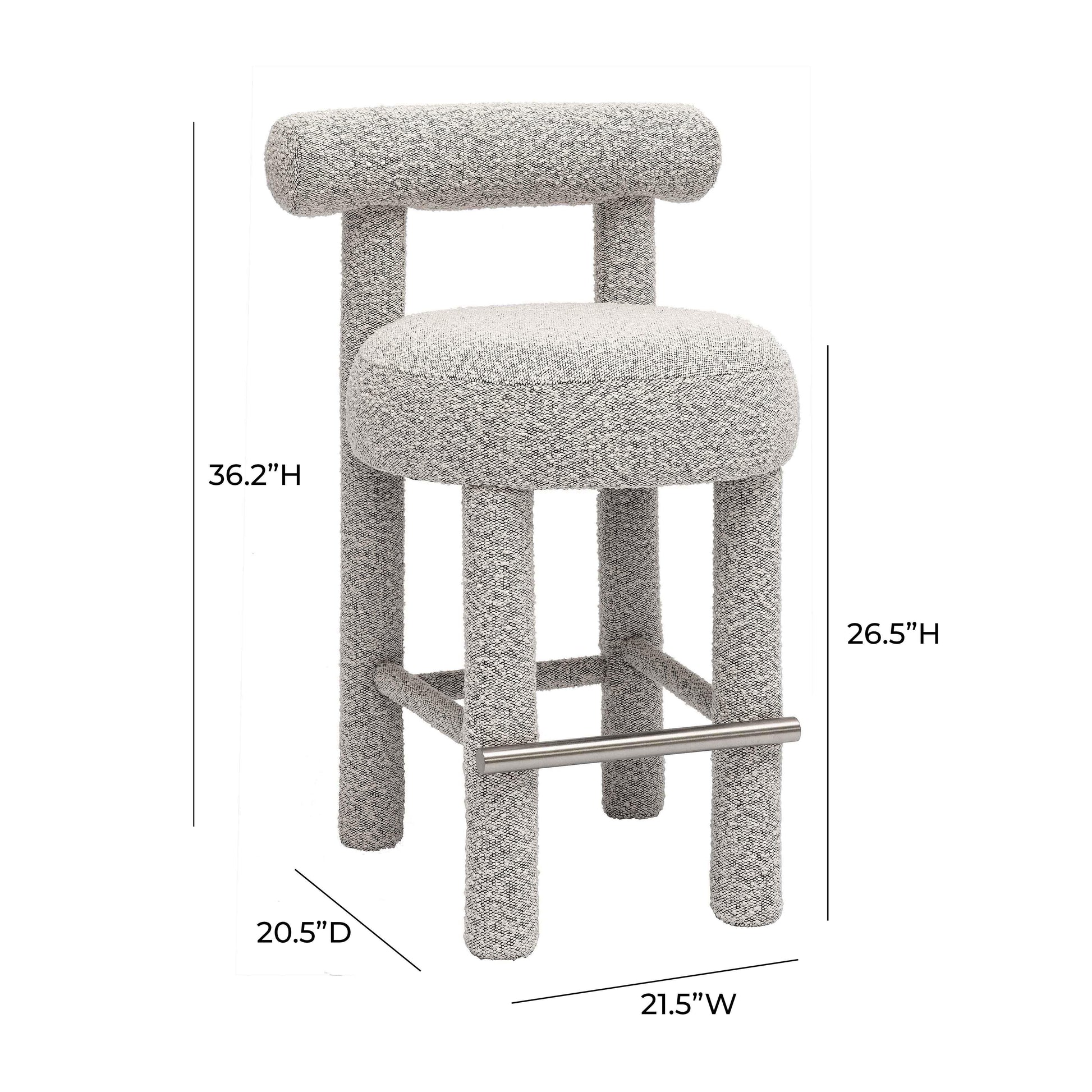Carmel Black &amp; White Performance Boucle Counter Stool