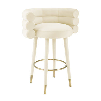 Betty Performance Velvet Stool - Cream / Bar Height
