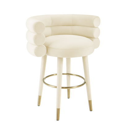 Betty Performance Velvet Stool - Cream / Counter Height