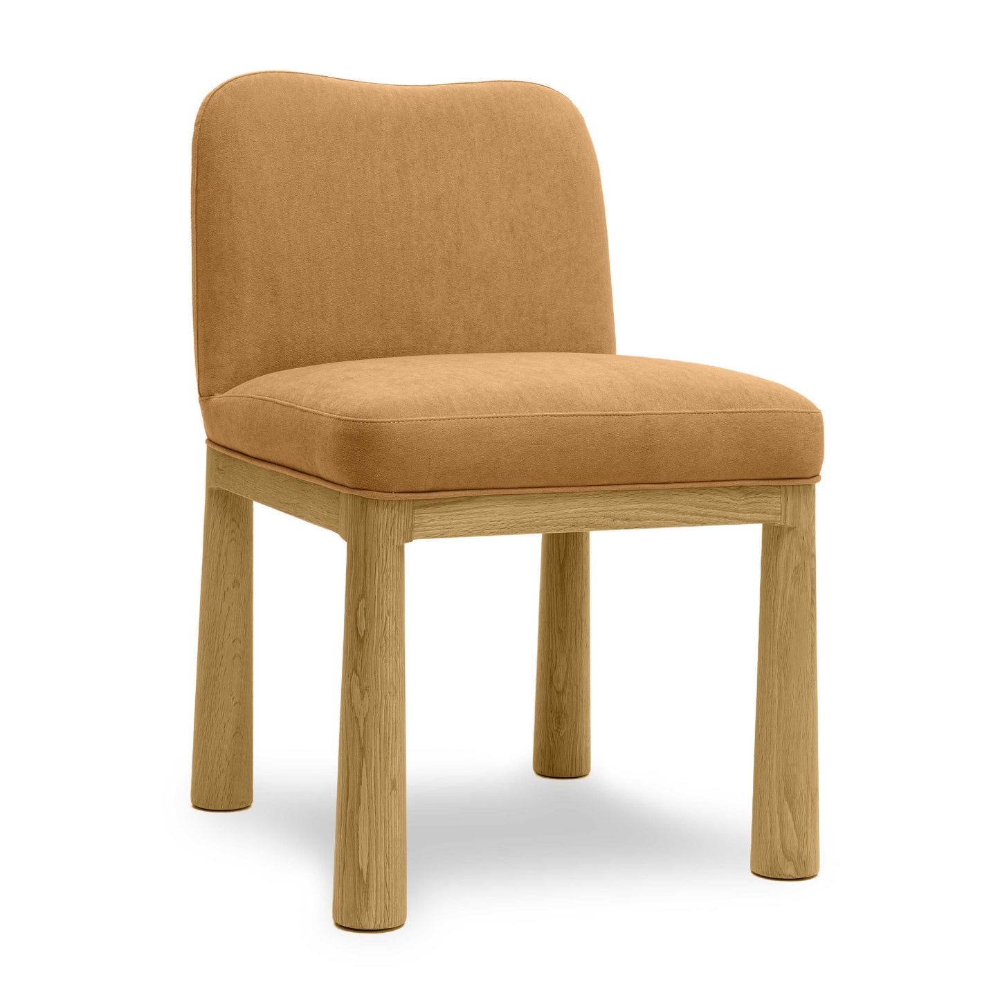 Tiara Performance Velvet and Oak Dining Chair - Cognac