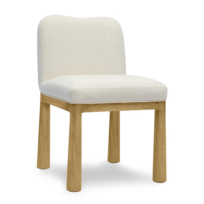 Tiara Performance Velvet and Oak Dining Chair - Cream