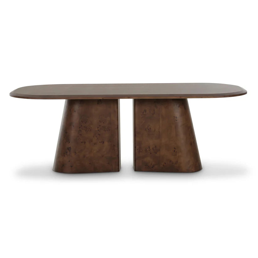 Gladyss 87" Brown Burl Oval Dining Table