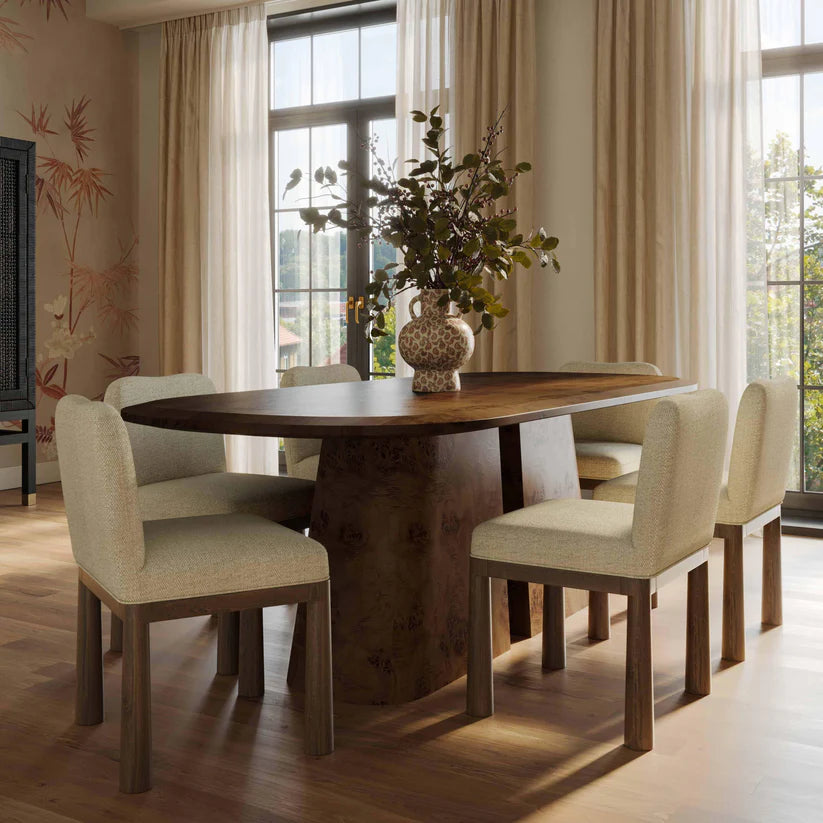 Gladyss 87" Brown Burl Oval Dining Table