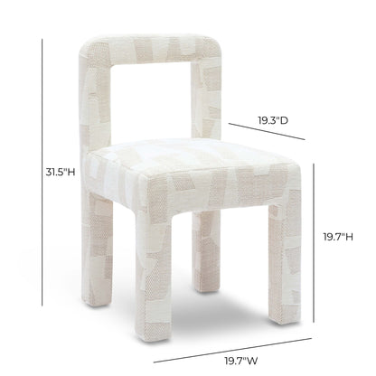 Hazel Cream Patterned Performance Jacquard Dining Chair