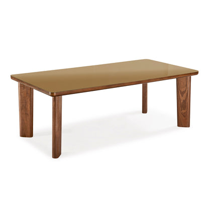Oani 83" Walnut and Glass Rectangular Dining Table - Default Variant
