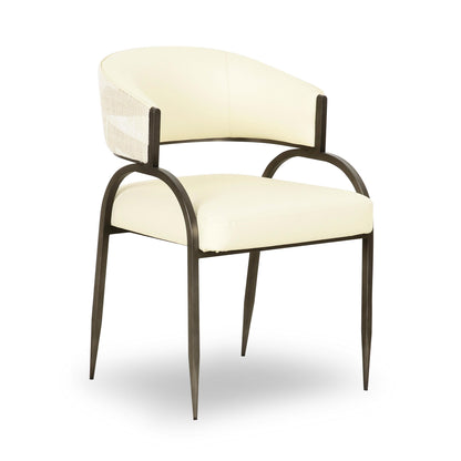 Tatum Cream 2-Tone Performance Vegan Leather and Jacquard Dining Chair - Default Variant