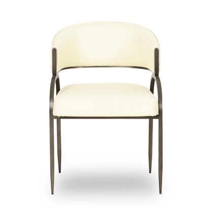 Tatum Cream 2-Tone Performance Vegan Leather and Jacquard Dining Chair