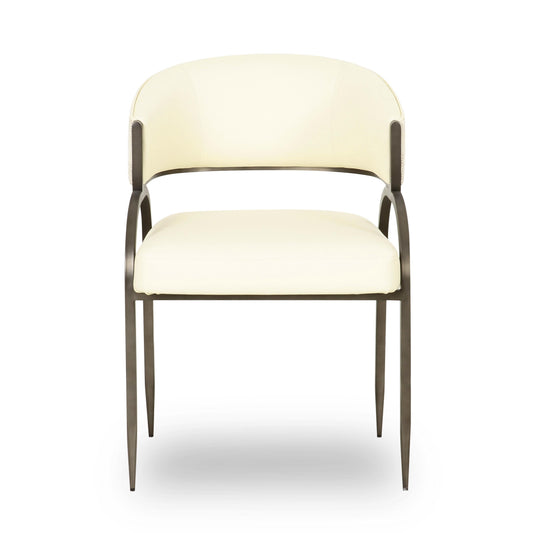 Tatum Cream 2-Tone Performance Vegan Leather and Jacquard Dining Chair