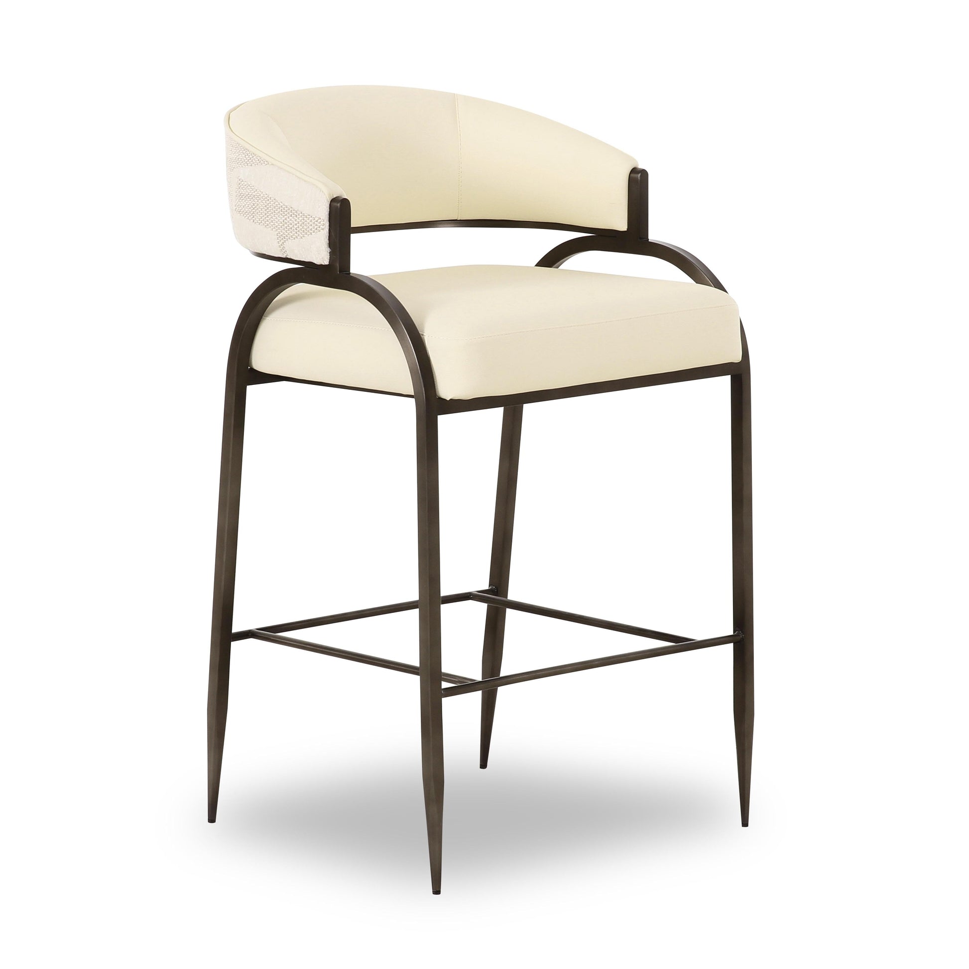 Tatum Cream 2-Tone Performance Vegan Leather and Jacquard Counter Stool - Default Variant