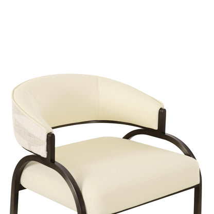 Tatum Cream 2-Tone Performance Vegan Leather and Jacquard Counter Stool