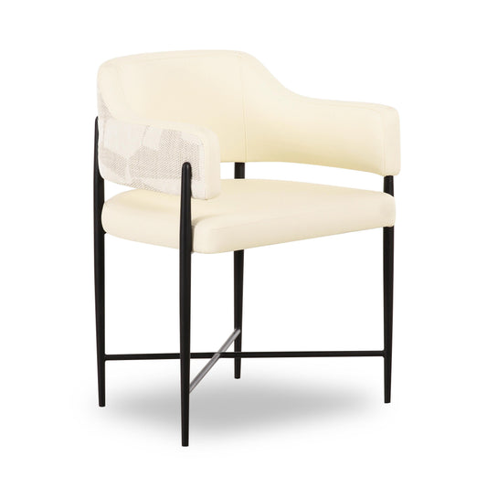 Sezanne Cream 2-Tone Performance Vegan Leather and Jacquard Dining Chair - Default Variant