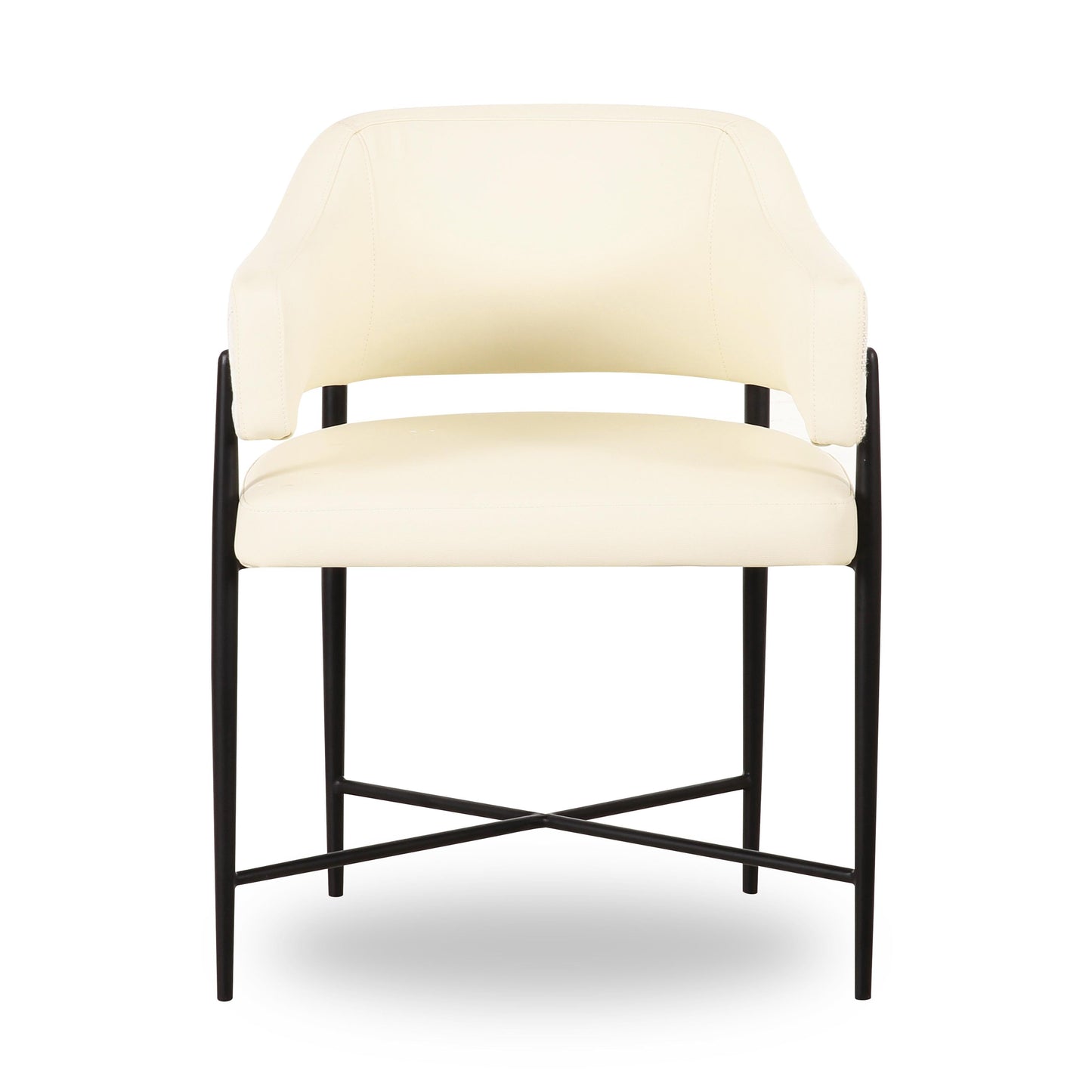Sezanne Cream 2-Tone Performance Vegan Leather and Jacquard Dining Chair