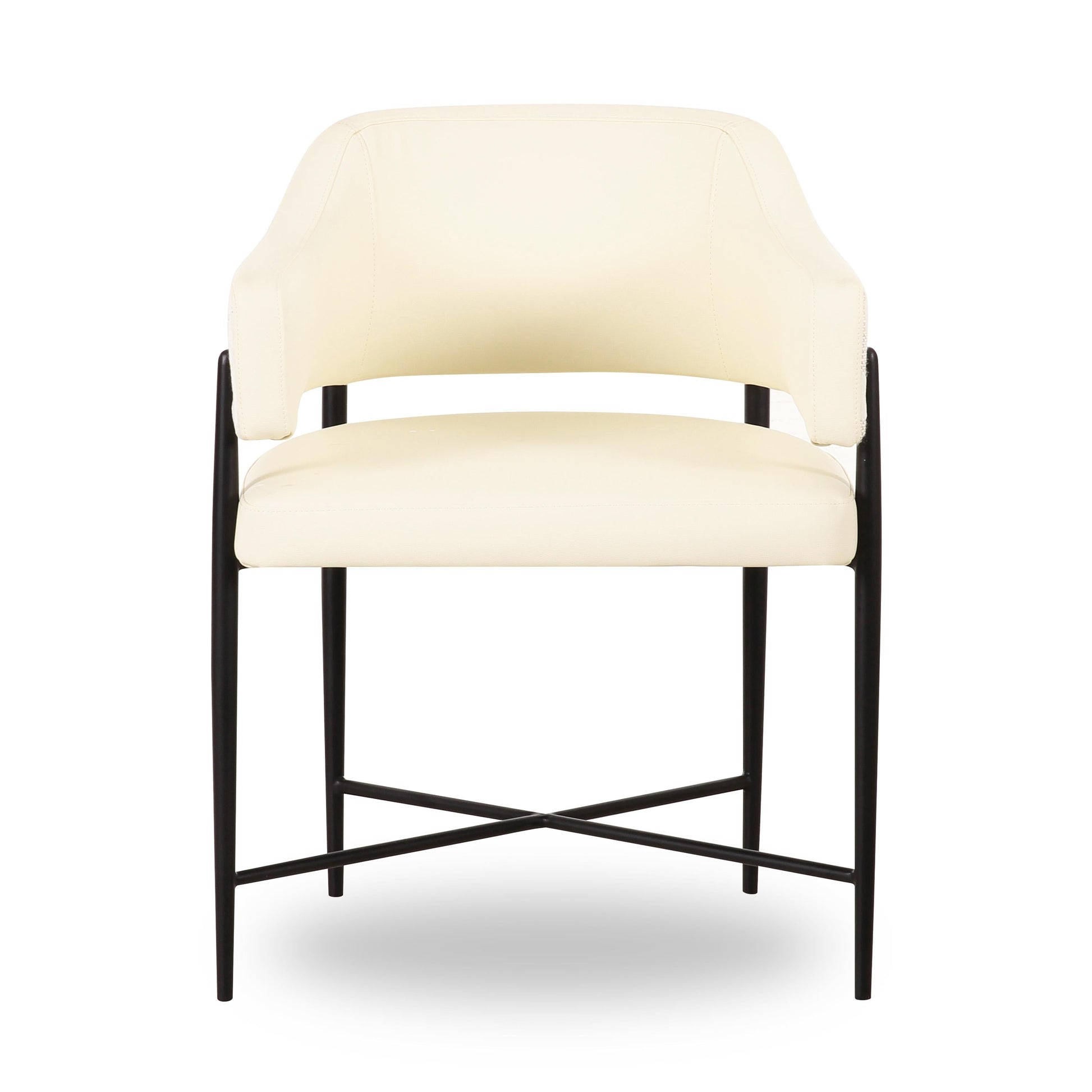Sezanne Cream 2-Tone Performance Vegan Leather and Jacquard Dining Chair