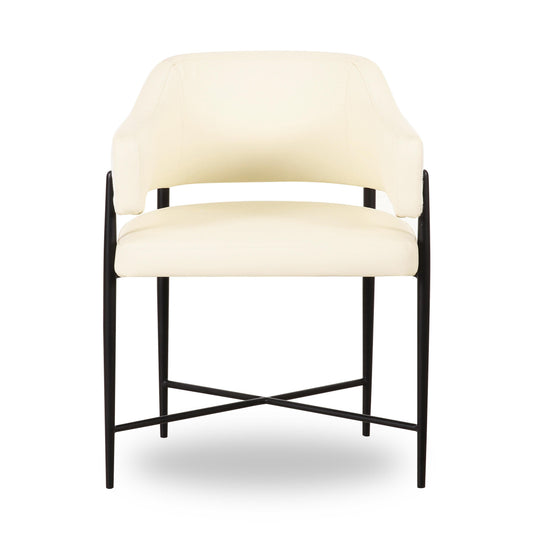 Sezanne Cream 2-Tone Performance Vegan Leather and Jacquard Dining Chair