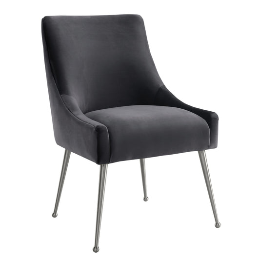 Beatrix Grey Performance Velvet Dining Chair - Silver Legs - Default Variant