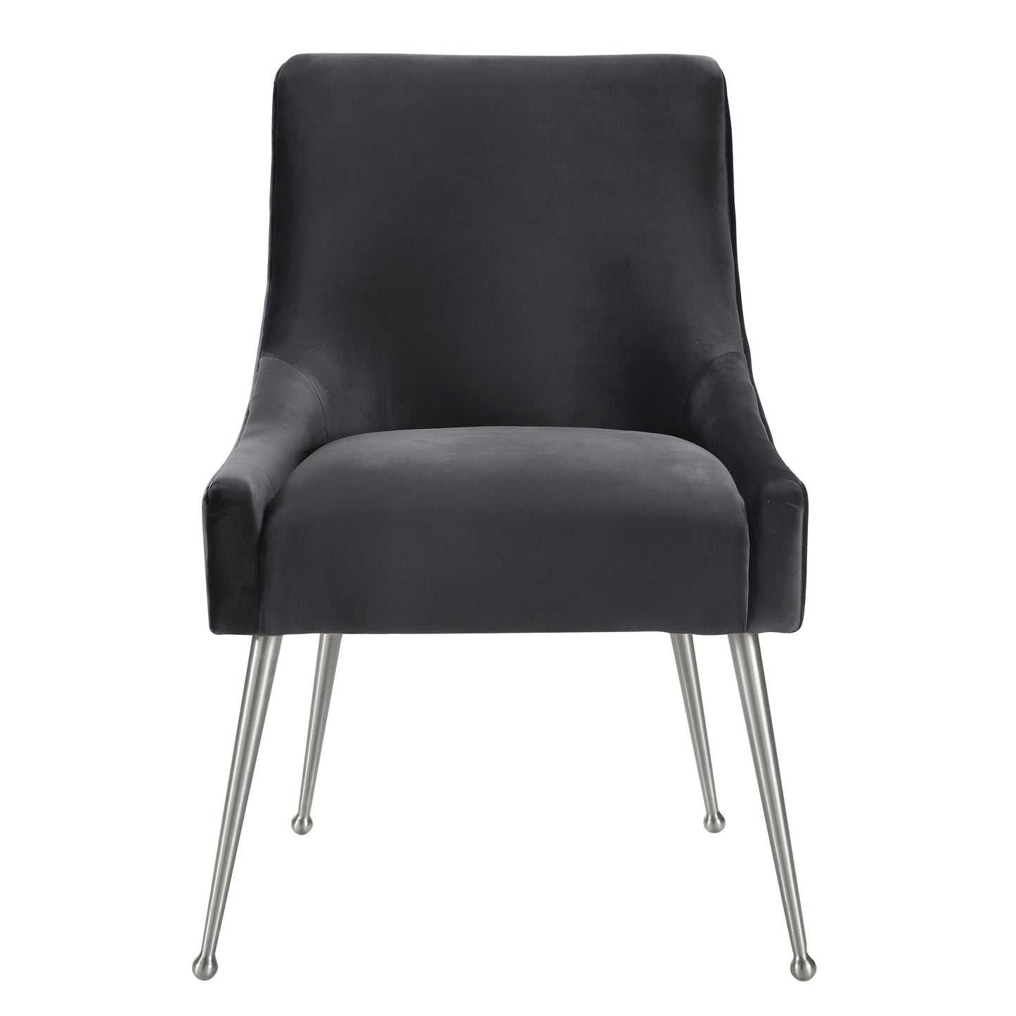 Beatrix Grey Performance Velvet Dining Chair - Silver Legs