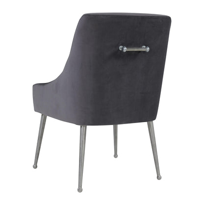 Beatrix Grey Performance Velvet Dining Chair - Silver Legs