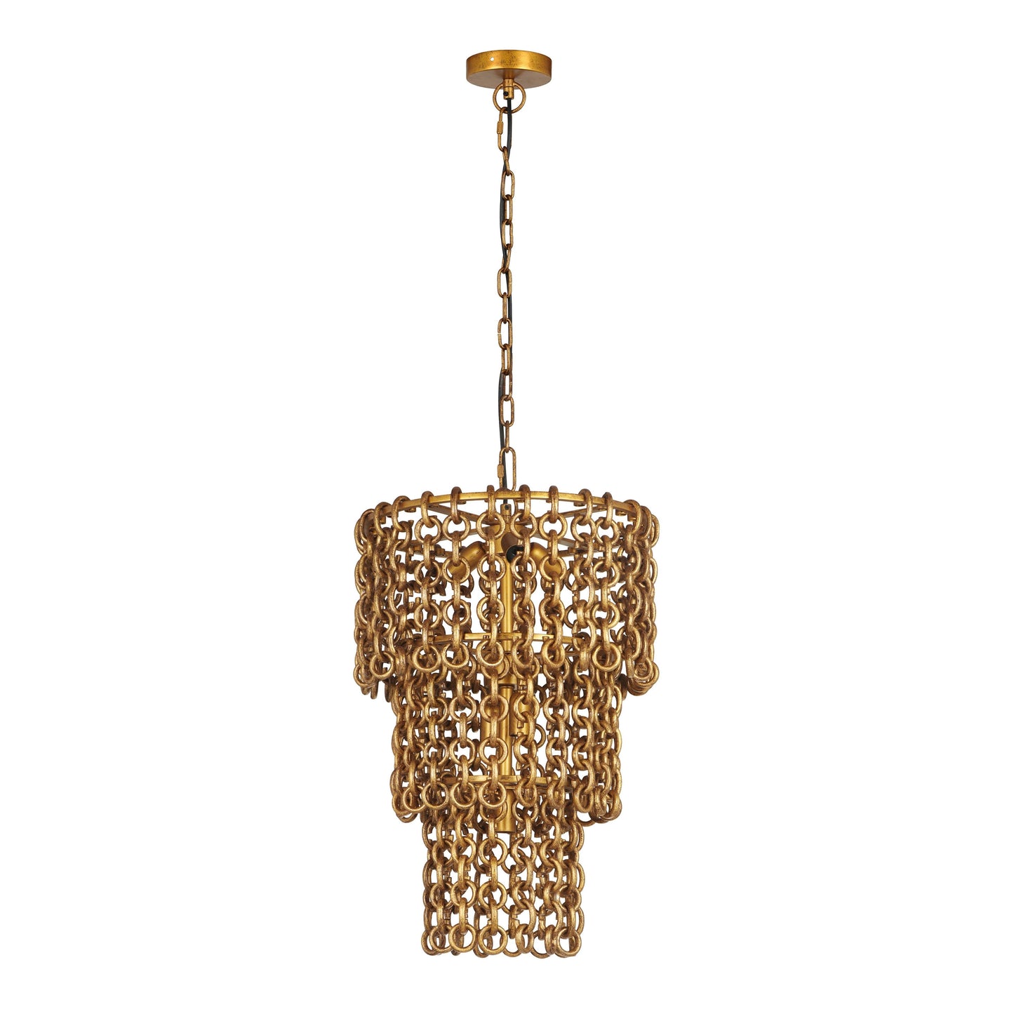 Nirsa Brass Chain Link 3-Tier Chandelier - Default Variant