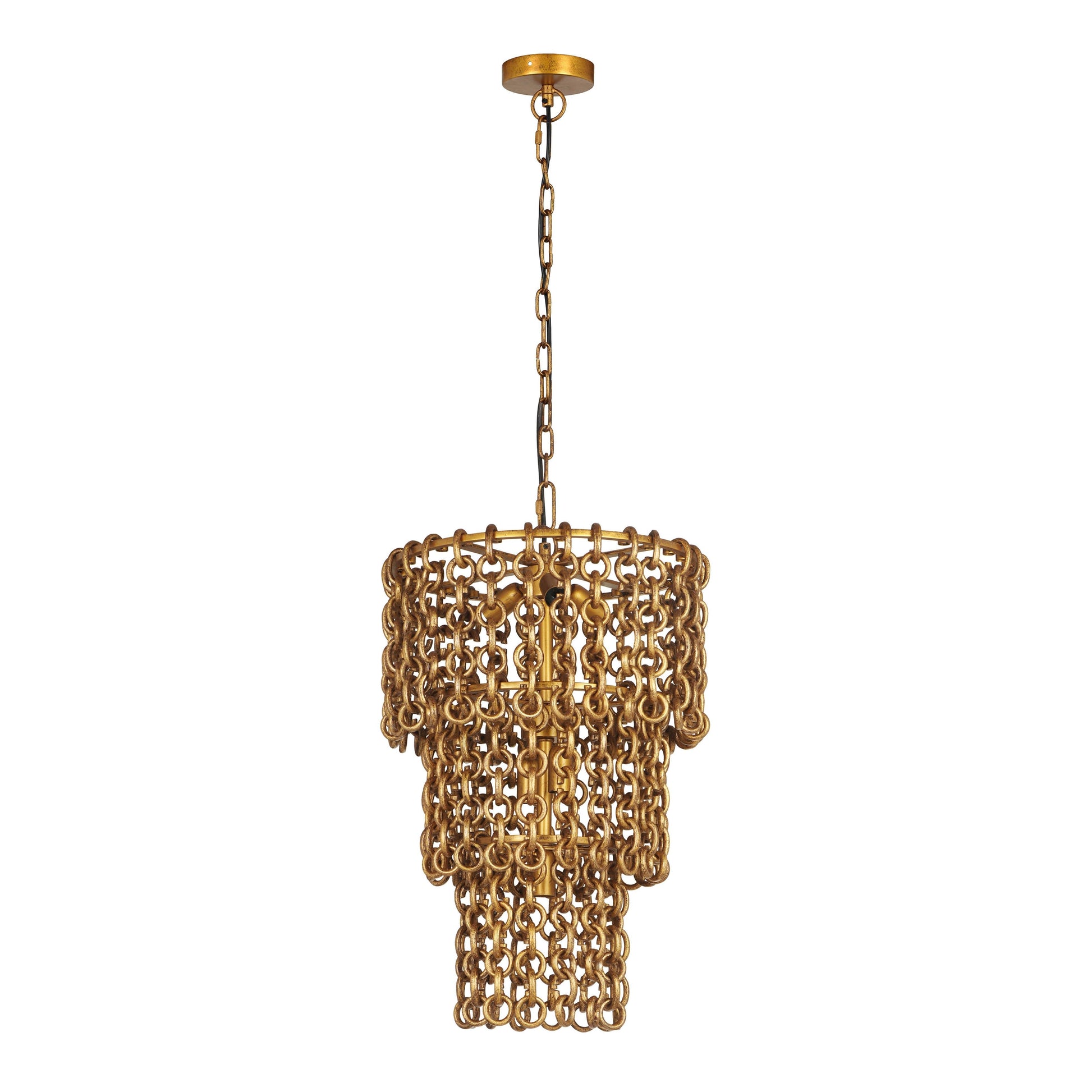 Nirsa Brass Chain Link 3-Tier Chandelier - Default Variant