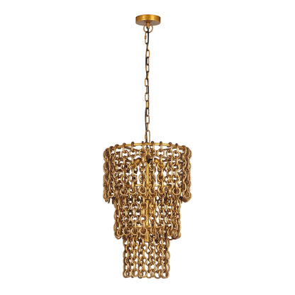 Nirsa Brass Chain Link 3-Tier Chandelier - Default Variant