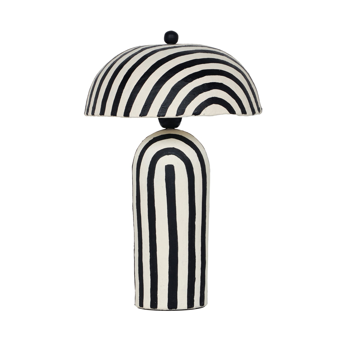 Maiori Striped Papier Mache Table Lamp - Black Stripes
