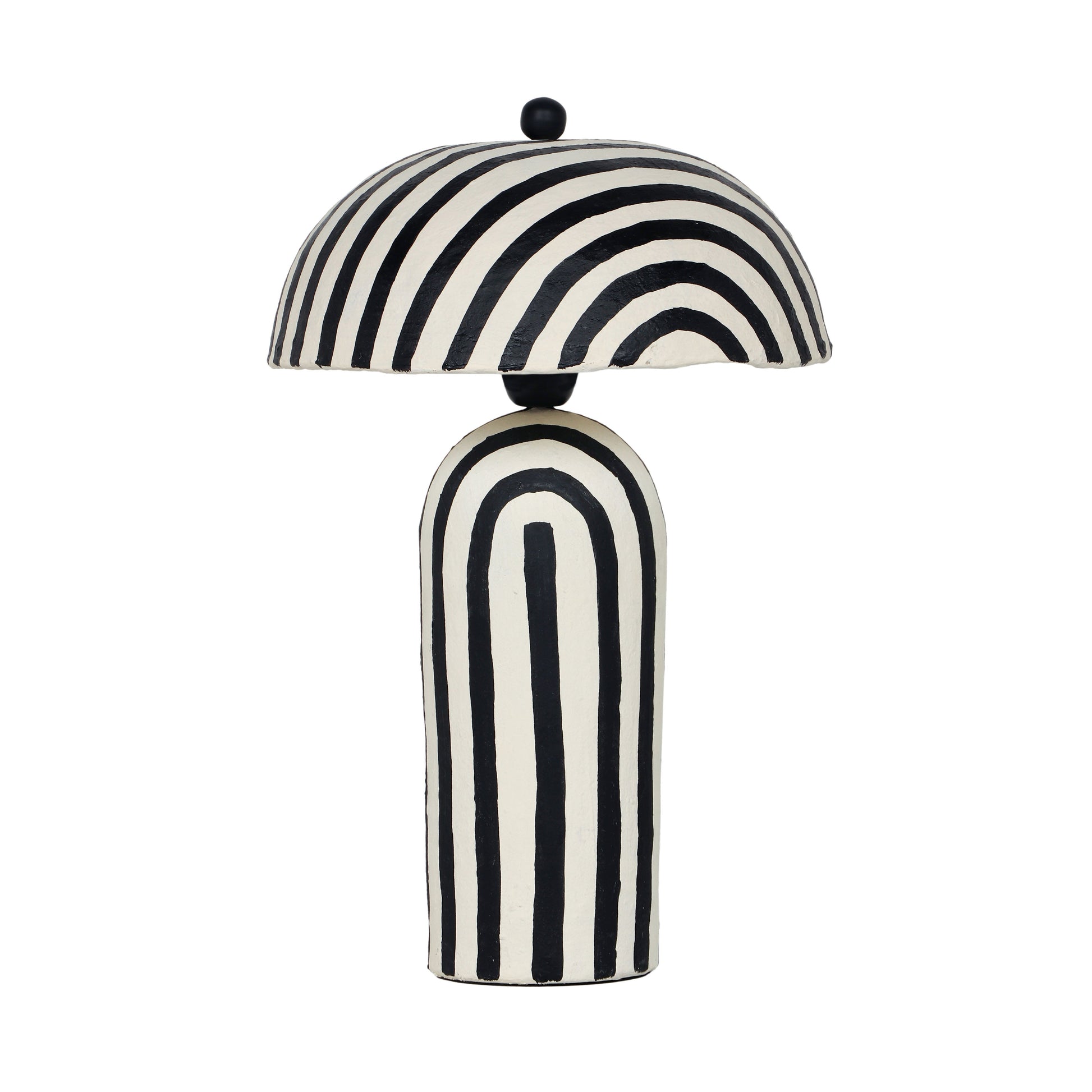 Maiori Striped Papier Mache Table Lamp - Black Stripes