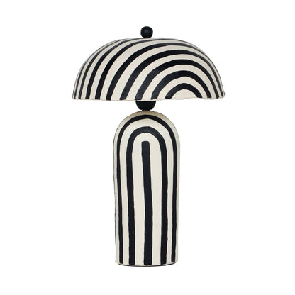 Maiori Striped Papier Mache Table Lamp - Black Stripes