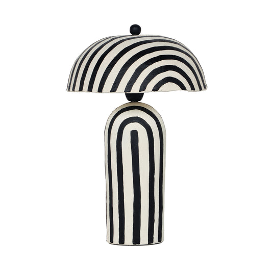 Maiori Striped Papier Mache Table Lamp - Black Stripes
