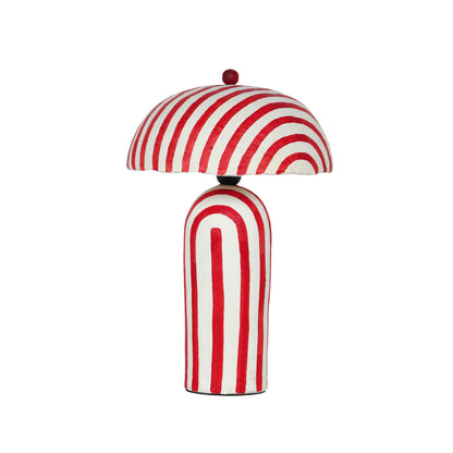 Maiori Striped Papier Mache Table Lamp - Red Stripes