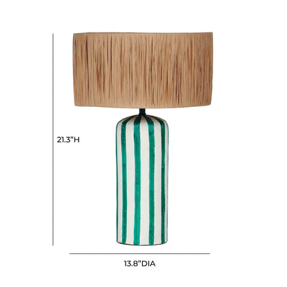 Ravello Green Striped Papier Mache Table Lamp