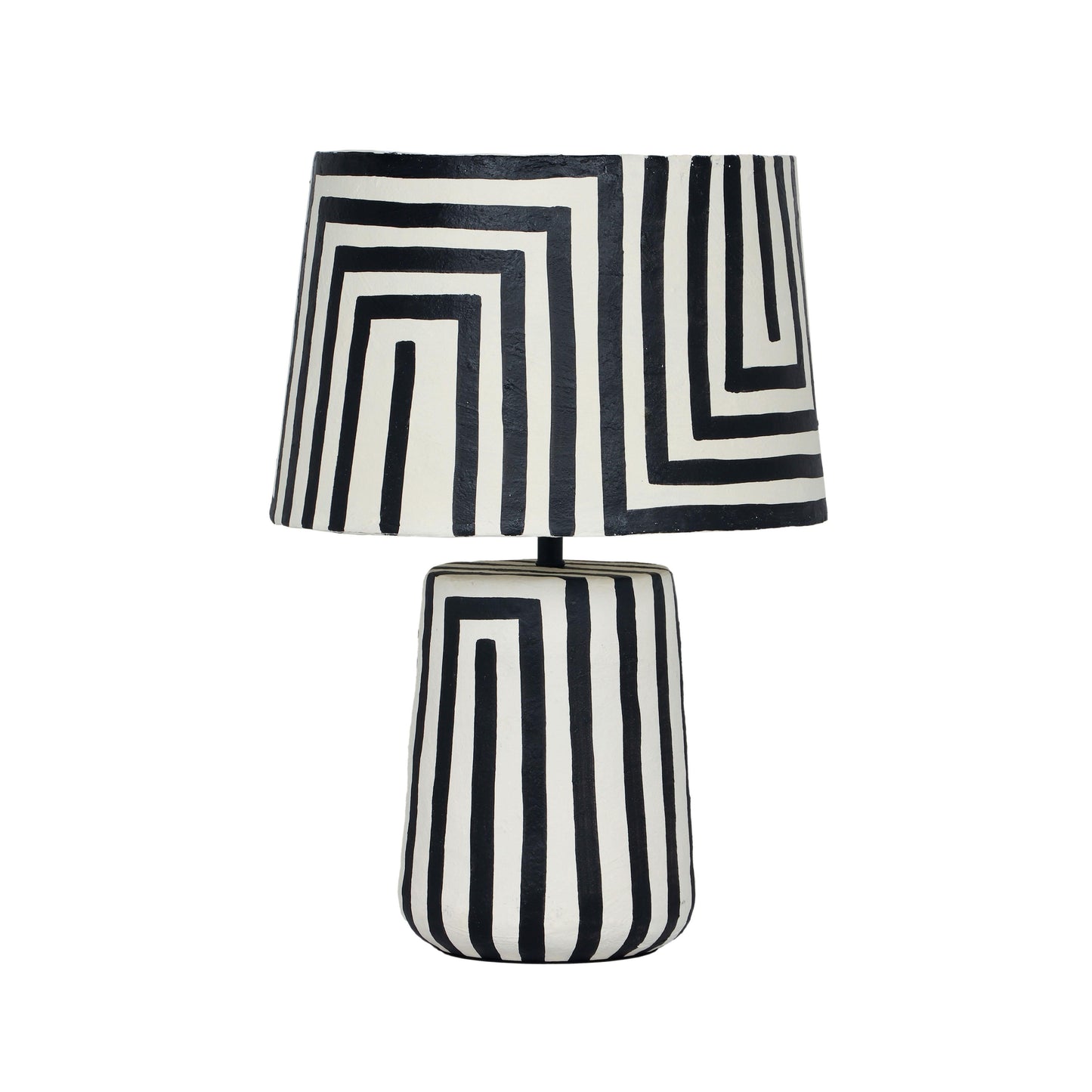 Minori Black Striped Papier Mache Table Lamp - Default Variant