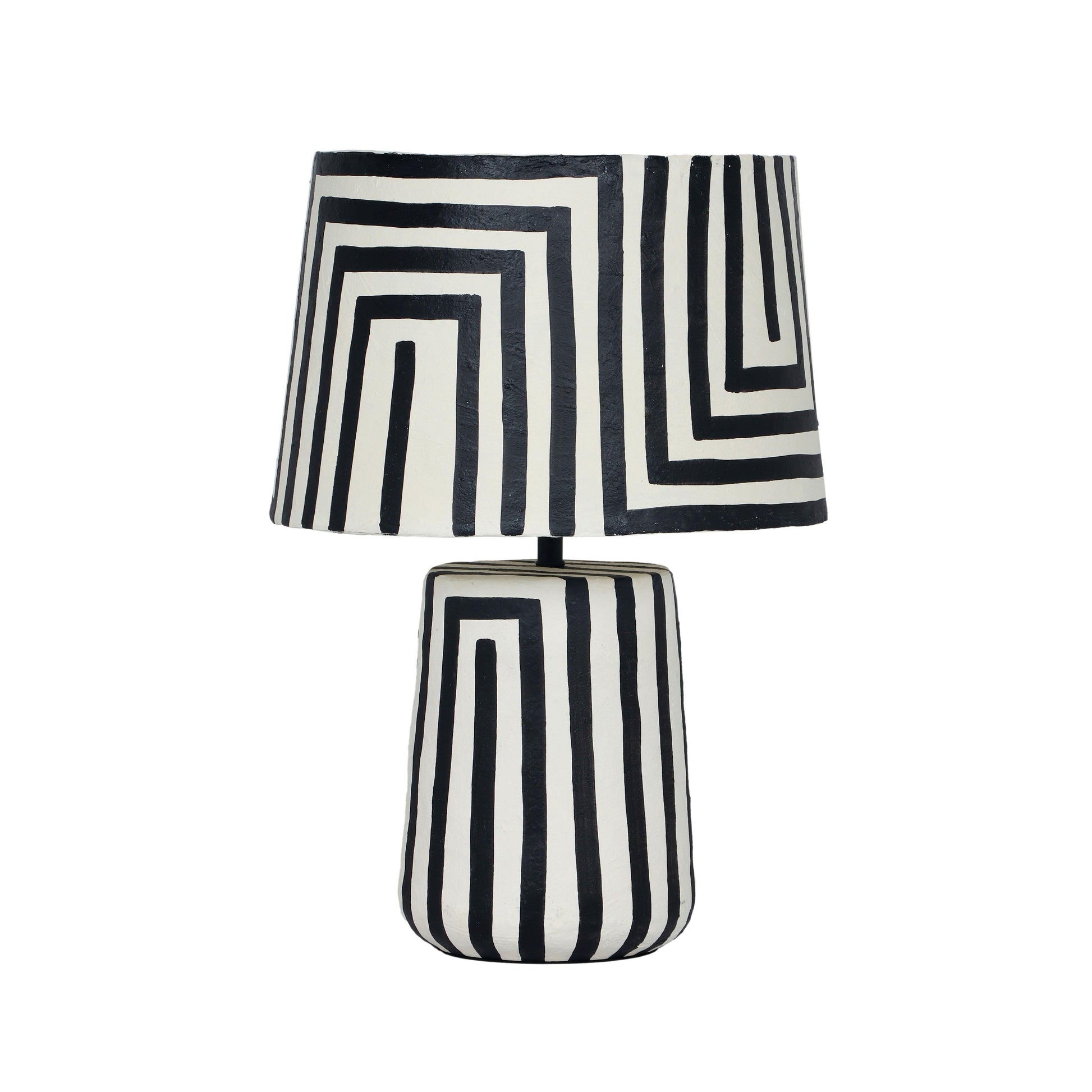 Minori Black Striped Papier Mache Table Lamp - Default Variant