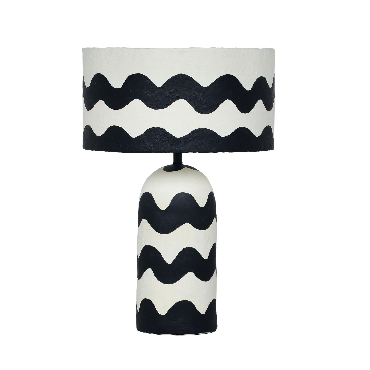 Tropea Black Waves Papier Mache Table Lamp - Default Variant