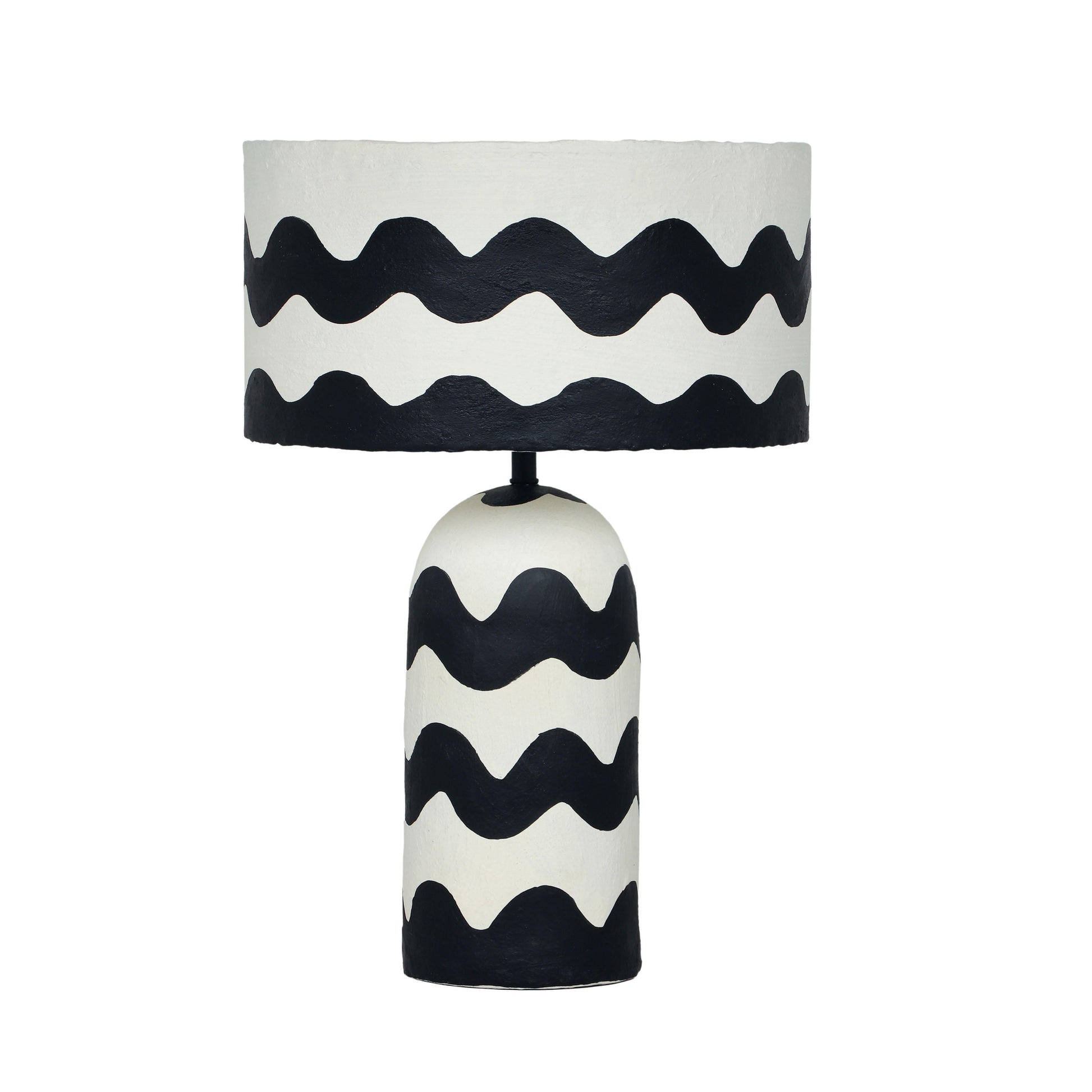 Tropea Black Waves Papier Mache Table Lamp - Default Variant