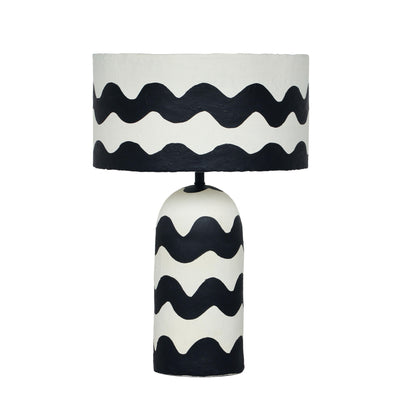 Tropea Black Waves Papier Mache Table Lamp - Default Variant