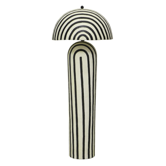 Maiori Black Striped Papier Mache Floor Lamp - Default Variant