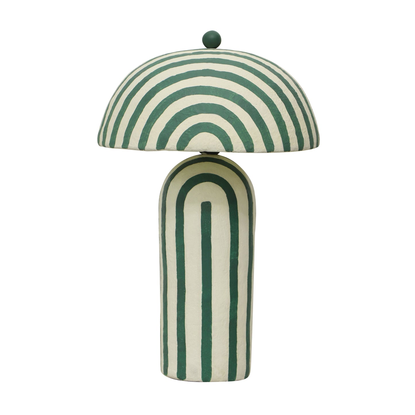 Maiori Striped Papier Mache Table Lamp - Green Stripes