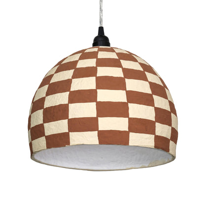 Taurus White and Terracotta Cotton Mache Pendant Lamp - Default Variant
