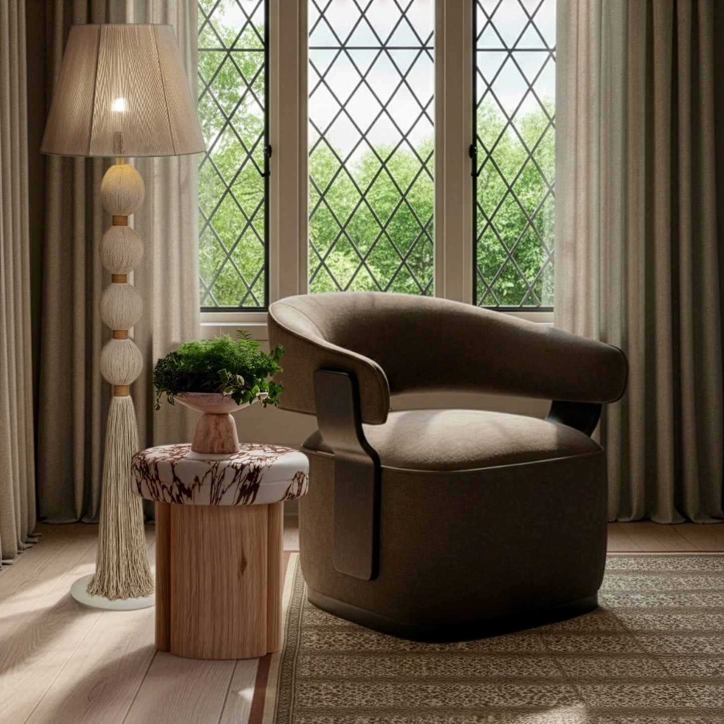 Samba White Cotton Floor Lamp